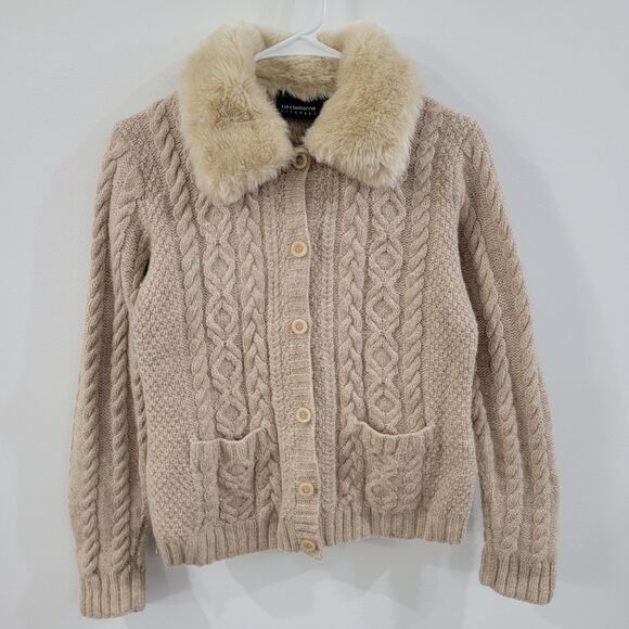 Vintage Y2K Womens Cardigan Sweater Size Small Fisherman Cable Knit Penny Lane - Picture 1 of 7